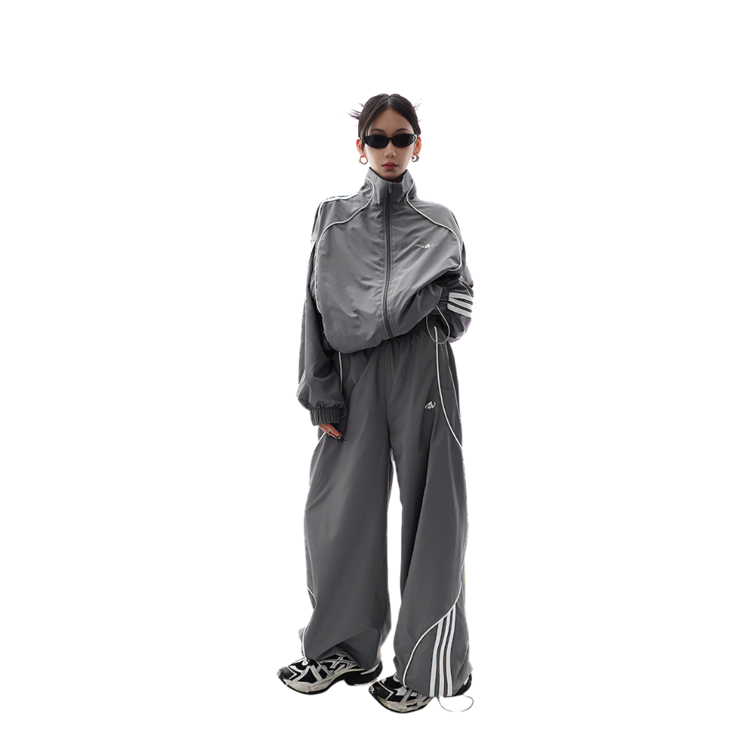 Silver track suit