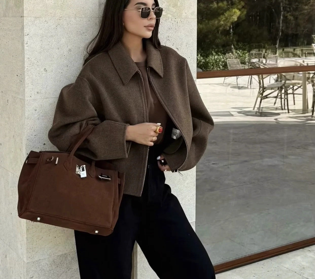 Wool zip-up jacket
