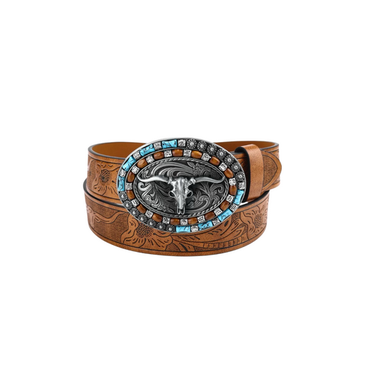 Western Cowboy Bull Skull Belt