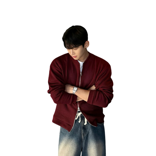Crimson zip-up sweater